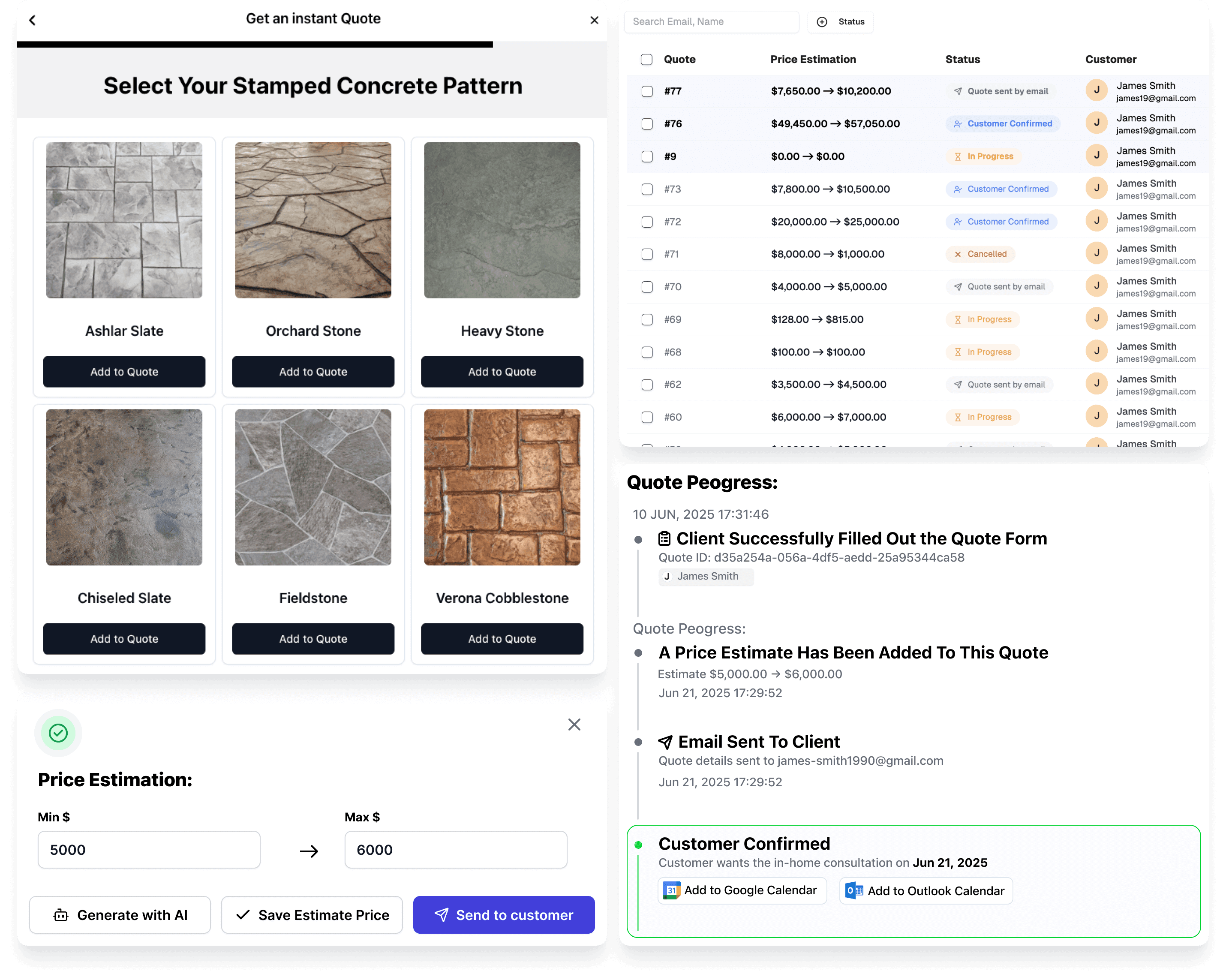 Dashboard features